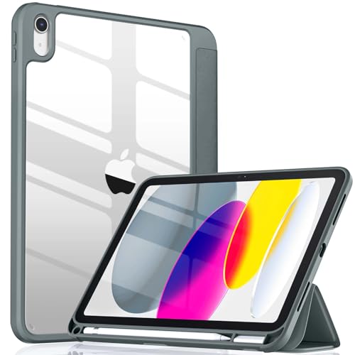 Image of Wenlaty Compatible with iPad (A16) 11th Generation Case 11 Inch 2025, for iPad 10th Generation Case 10.9 Inch 2022 with Pencil Holder, Trifold Stand Protective Clear Back, Auto Wake /Sleep, Space Gray