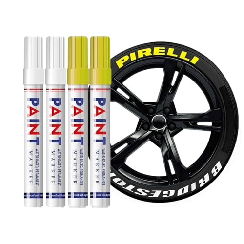 Altaroo 4 Stück Reifenstift, Reifen Stift Weiß Gelb 6mm, Reifen...