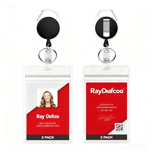 RayDeafcoo Id Badge Holder Retractable Clip with Badge Reel and Keyring - 4 Pack Id Card Holder and Badge Clip for Nurse Press Teacher id Holder