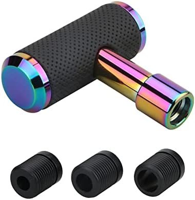 ZHOL Leather Shift Knob T Shape Car Gear Stick Shifter Lever Head Replacement Automotive Interior Accessories Fit for Most Automatic Manual Vehicles Trucks, Colorful