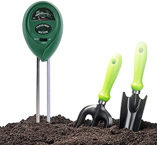 Bodentester, Boden-pH-Messer 3-in-1 Bodentester-Set für Feuchtigkeit, Licht und pH, Boden Feuchtigkeit Meter für Pflanzenerde, Garten, Bauernhof, Rasen, kein Batterien erforderlich