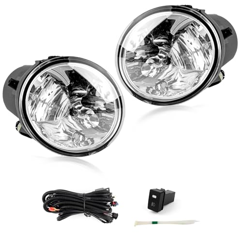RP Remarkable Power, Fog Light for 2000-2006 Tundra (Not Fit Steel Front Bumper Models)/ 2001-2007 Sequoia with 9006 12V 51W Halogen bulbs and Wiring Harness& Switch Clear Lens Front Bumper Lamps Kit
