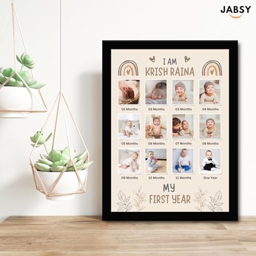 Image of Personalized Baby Boy Photo Frame with First Hair Storage - Custom Name & Birthdate - Premium Wood, 7x7 Inches, Acrylic Cover - Gift for Baby Showers & New Parents (BABY 12 -D2)