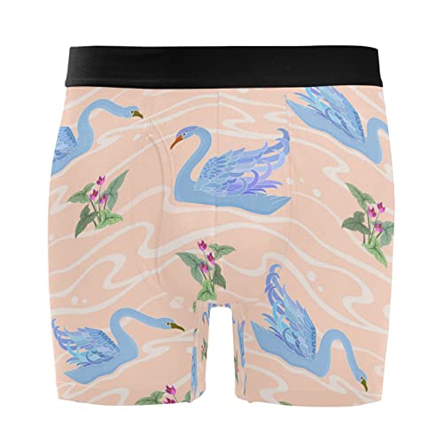 Calzoncillos cómodos para diario bóxer de hombre suaves con estampado floral de pato y cisne