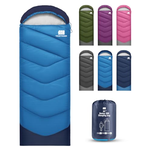TANSTRIDER Sleeping Bags for Adults Warm Weather,3-4 Season 3lb Lightweight Sleeping Bag for Kids Girls Boys with Compression Sack,Camping Essentials Gear, Hiking,Travel,Backpacking,Outdoor & Indoor