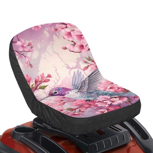 Tomeusey Hummingbird Flowers Lawn Mower Seat Cover Craftsman Lawn Mower Seat Waterproof Heavy Duty Tractors Seat Decor Accessories