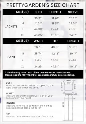 Image of PRETTYGARDEN Womens Two Piece Sets Fall 2026 Long Sleeve Button Down Shacket Jacket Long Sweatpants Tracksuit Winter Clothes