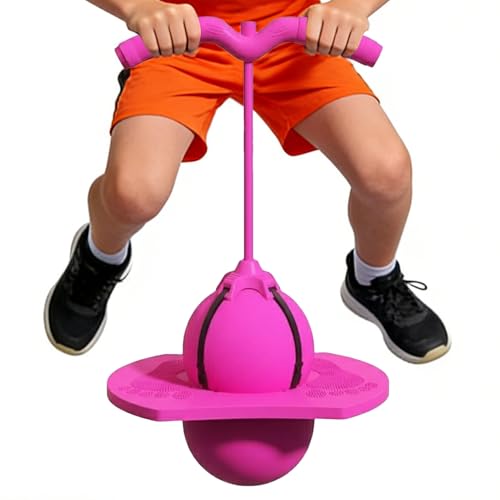 Jlobnyiun Bola de salto con asa - Juguete de salto con bomba y mango - Bola de salto segura para el hogar y el exterior - Adecuado para niños, niñas y adultos para el entrenamiento de habilidades de