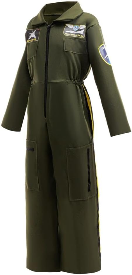Dressy Daisy Boys Fighter Pilot Costume Air Force Jumpsuit Kids Howleen Dress Up Career Pretend Day Play Outfit 5-12 Years - Image 3