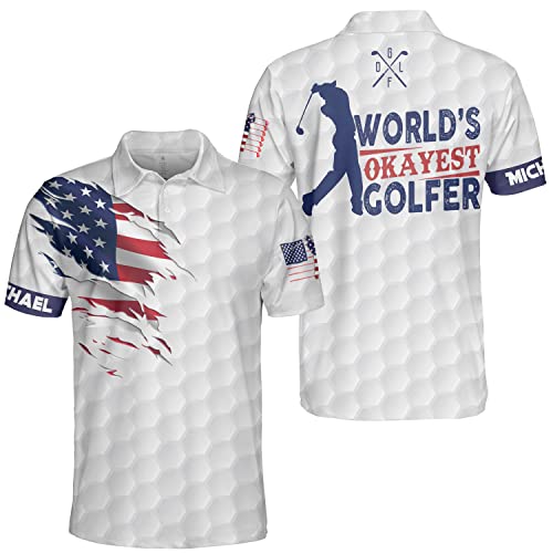 World's Okayest Golfer Funny Personalized Crazy Golf Shirts for Men, Men's Golf Shirts Short Sleeve, Lightweight Golf Polos