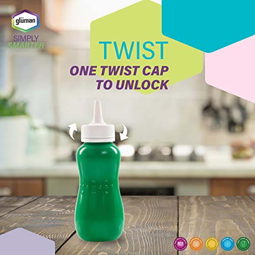 Image of Gluman Squeezy 750 ml Sauce Bottle (Set of 2) for Clean & Mess-free Dispensing | 100% Food Grade | Dishwasher Safe | Freezer Safe | Ergonomically Designed | Reusable (Green)