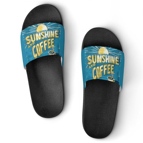 Sunshine And Coffee House Sandals Non-Slip Bathroom Slippers Beach Summer Shoes for Men Women