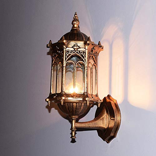 Applique murale extérieure retro étanche IP55 lanterne E27 verre aluminium