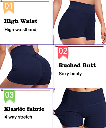 Shorts de treino de cintura alta para mulheres, short franzido para levantar o bumbum, calça quente