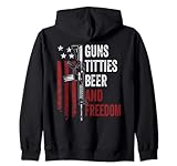 Guns Titties Beer & Freedom ? Pistolet  boire ? au dos Sweat  Capuche