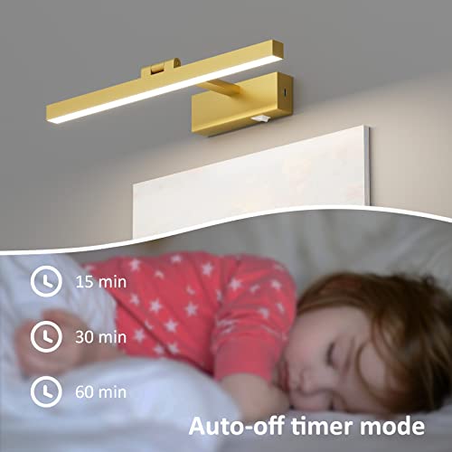 Ralbay Battery Operated Picture Light, Remote Control Wireless Art Light With Dimmable, 16" Gold Stickable Wall Light For Picture Display Frame Dartboard #TOP7