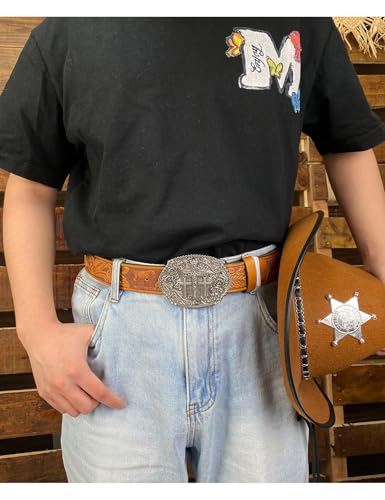 TOPACC Cowboy Belts for Men Women with Western Cross Buckle Cowgirl Country Belt for Jeans Pants3
