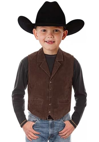 Retro Boys Suede Leather Sleeveless Suit Vest Western Vintage Cowboy Waistcoat2