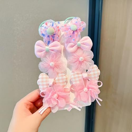 Image of SYGA 10-Piece Baby Hair Clip Set for Girls Delicate Bows, Flowers, and Heart Patterns Hair Pin Soft and Charming - Pink