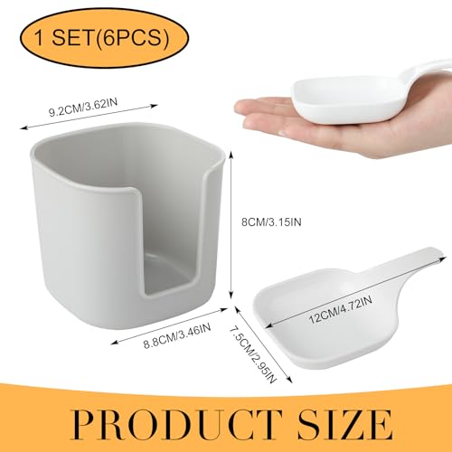 Ciotoline per Salse 6 Pezzi Scodelle Porta Salsa Ciotole con Manico Per Immersione Piatti Decorate Quadrati per di Soia Riutilizzabili può Utilizzato per Spezie Snack Salse Barbecue Feste - immagine 3