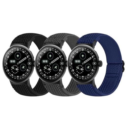 BTTNG Elastic Watch Straps Compatible with Google Pixel Watch 4/3 41mm/Pixel Watch 2/1 Bands for Women Men Adjustable Stretchy Sport Nylon Bands Replacement Wristbands 3 Pack