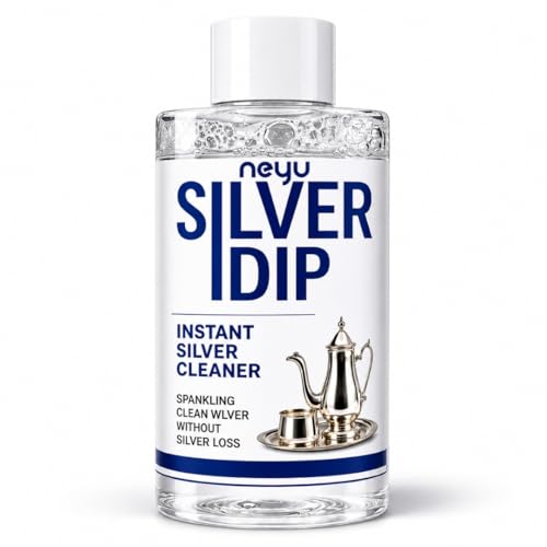 NEYU Silver Dip Cleaner Liquid – Instant Silver Polish & Tarnish Remover for Jewellery, Sterling Silver, Rings, Chains, Payal, Coins, Silverware & Utensils (Pack Of 1)