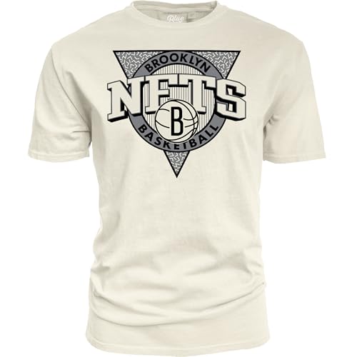 Brooklyn Nets NBA Officially Licensed T-Shirt Ringspun Triblock Ivory, Small