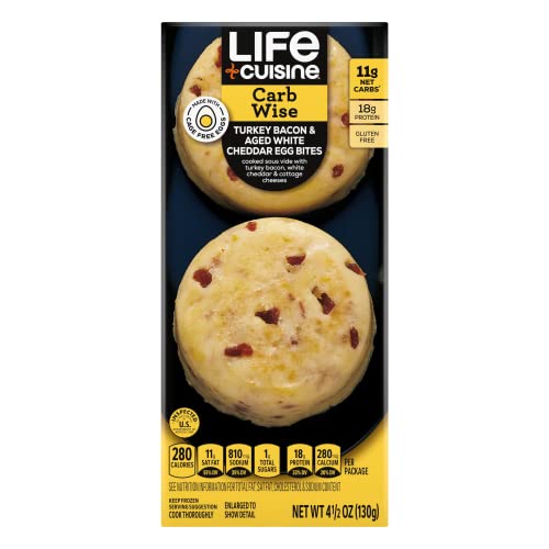 Life Cuisine Frozen Meal Turkey Bacon Aged White Cheddar Egg Bites, Carb Wise Microwave Meal, Carb Conscious Frozen Snacks #TOP20