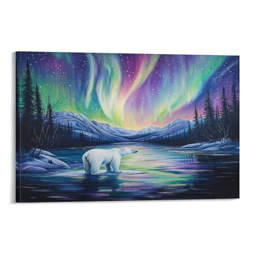 Ours polaire décoration murale toile : affiche peinture salon chambre couloir VSFCRQRQ 50x75