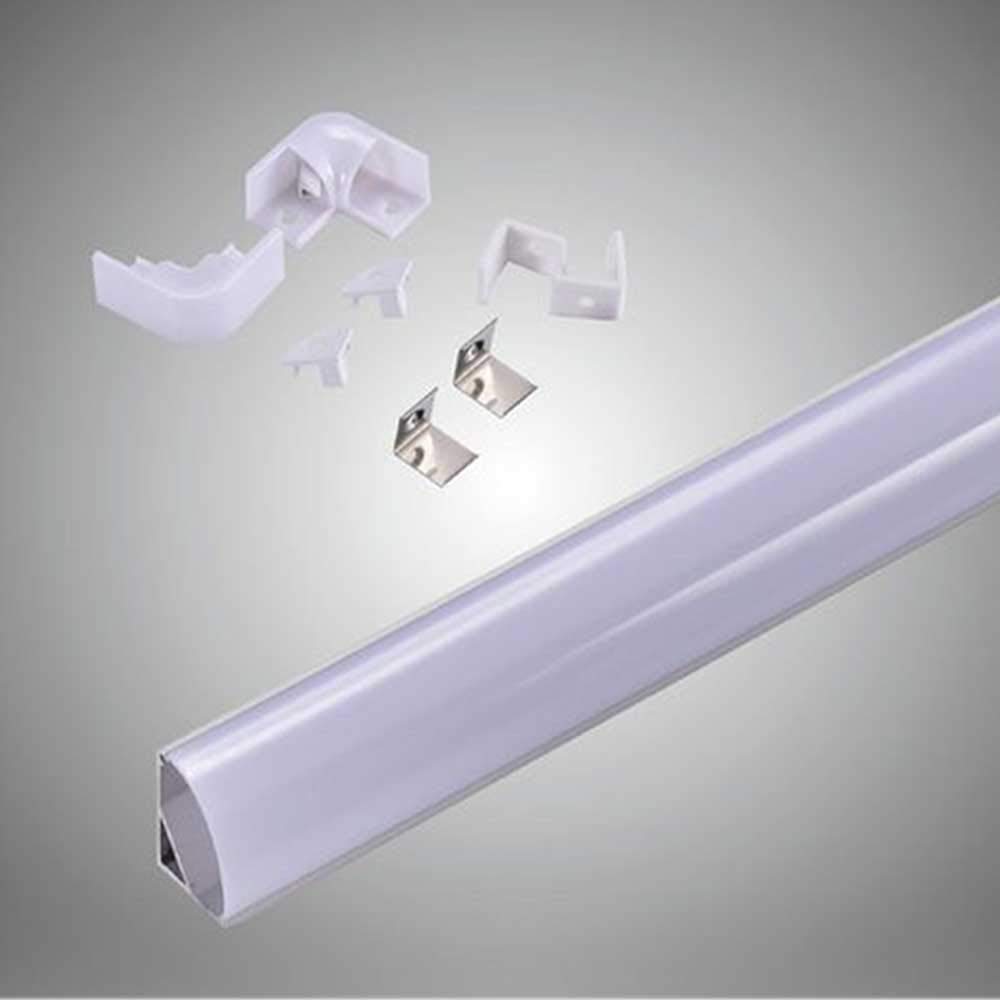 10x Profili in alluminio 2 Metri Angolare Bombato con Copertura in Plastica Opaca Bianca per strip led strisce