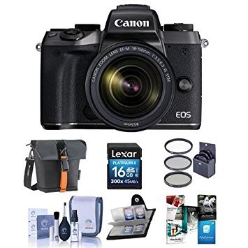 Canon EOS M5 Mirrorless Digital Camera Kit with EF-M 18-150mm f/3.5-6.3 is STM Lens - Bundle with Holster Case, 16GB SDHC Card, 55mm Filter Kit, Cleaning Kit, Memory Wallet, Pc Software Package