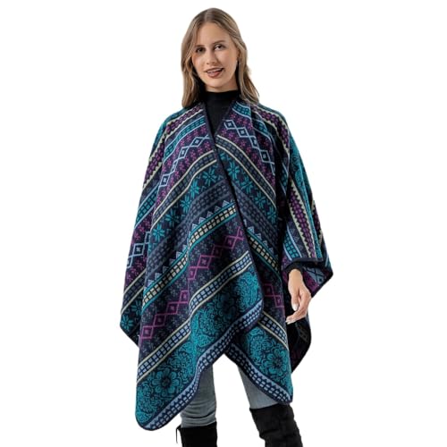 Womens Poncho Shawl Wrap Scarf Open Front Cardigan Sweater Over Size Cape Thick Warm Winter Blanket for Women-4312