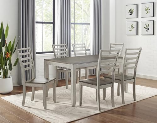 Steve Silver Co Abacus Dining Finish, Insertable 12-inch Butterfly Leaf, Acacia and Hardwood Construction Table, 48 x 36 x 30, Two-Tone Smoky Alabaster and Smoky Honey
