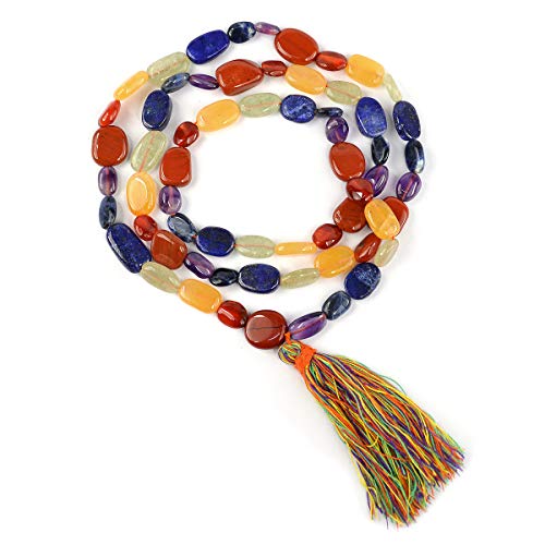 Image of Natural Oval Crystal Beads Mala Necklace Collection for Men & Women, Reiki Energized Gemstone Jewellery for Meditation, Mindful Living, Spiritual Decor & Everyday Fashion Styling