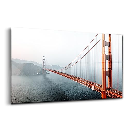 Verre d'art pour l'intérieur Golden Gate Wallfluent tableau déco luxe en verre coloré