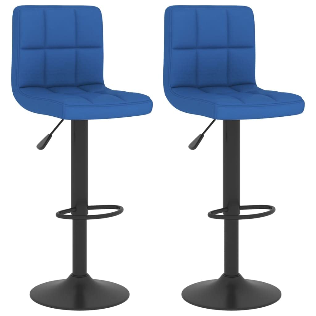 Tabouret de bar bleu réglable et pivotant en tissu doux pour cuisine (Lot de 2)