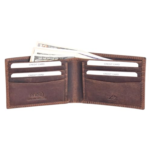 ASAD Genuine Leather Wallet for Men | Slim, Stylish, Genuine Leather Double Stitched RFID Blocking Bifold Stylish | Bifold Wallet With 8 Card Slot | Gift for Him | Crazy Horse With American Flag3