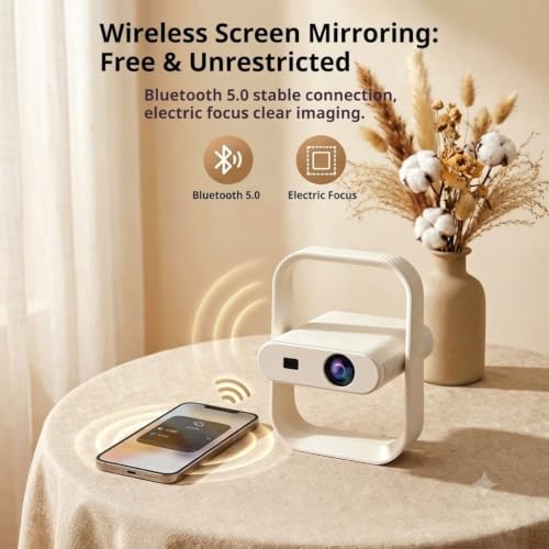 Image of TECHNOVIEW Projector, 1080p and 4k HD Supported, Electric Focus & Auto Keystone, Support All OTT Apps, 180 Gimbal Stand, Upto 100 inch Screen