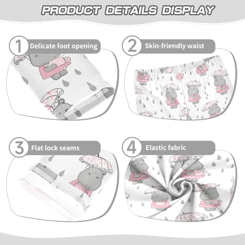Cute Hippo Umbrella Girls Leggings Soft Stretch Workout Yoga Dance Pants for Kids Casual Tights3