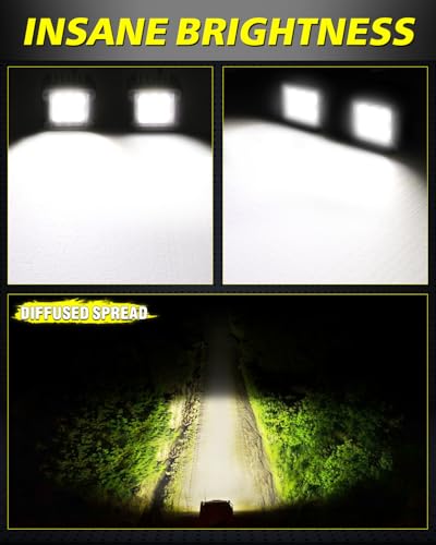 Image of 3 Inch Diffused LED Pods 120W CREE LED Cubes Camper Scene Lights | Diffused Spread Beam, High Intensity CREE LEDs Square LED Cube Lights Backup Reverse Area Lights for Truck Pickup SUV UTV ATV