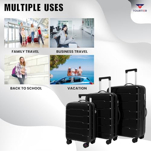 Image of 28-Inch Hard-Shell Luggage Suitcase | Lightweight 3.7 kg | 360 Spinner Wheels | 2-Way Zipper | Multi-Functional Lock | Business & Family Travel Trolley Bag (1, BLACK-20 24 inch 28 inch)