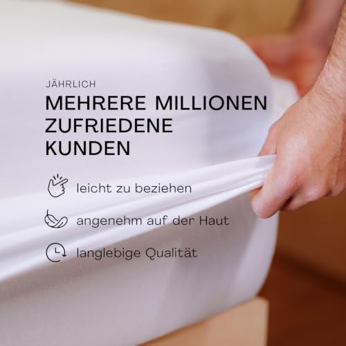 schlafgut Pure Spannbettlaken 180x200 cm Bio-Baumwolle Jersey, Off-White – Ansicht 9