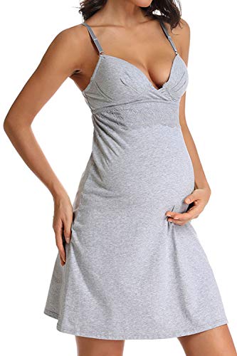 Ritera Maternity Nursing Nightgown Dress Women Nightdress Soft Pregnancy Gown Labor Delivery Gown