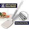 HOTEC Silicone Spatula Set of 2 Heat-Resistant 600°F & BPA-Free Kitchen SaptulaTurner with Stainless Steel Handles, Slotted & Solid Spatulas for Nonstick Cookware, 13.7 Inch, Khaki #2
