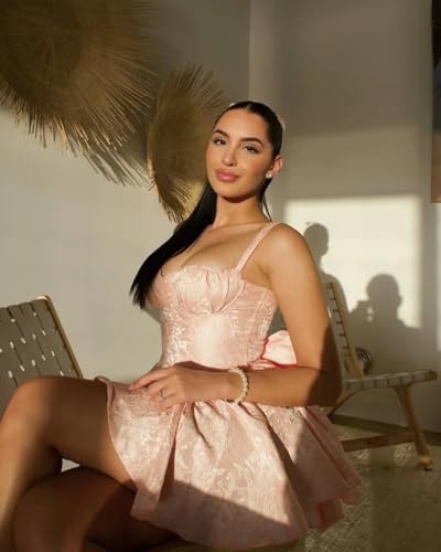 LTW Spaghetti Straps Satin Homecoming Dresses Jacquard Mini Birthday Dresses for Women Short Prom Dress3