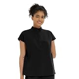 Kitmaz Damen Medizinische Uniformen Top, Übergroßer Mandarin-Kragen, 2 Seitentaschen, extrem weich & 4-Wege-Stretch(Schwarz,2XL)