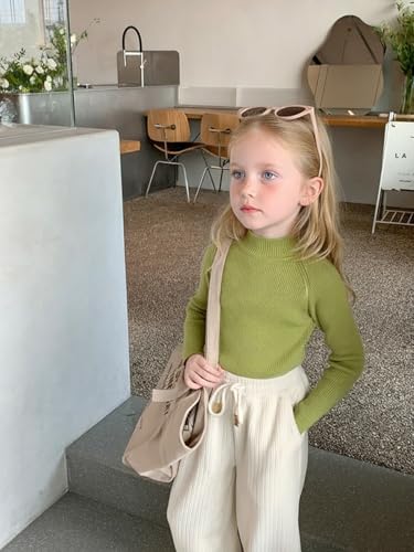 Image of Girls Mock Neck Ribbed Knit Sweater, Long Sleeve Pullover Top