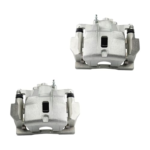 Image of TRQ Front Brake Caliper Set Zinc Coated Brackets Hardware Compatible with 2004-2006 Lexus RX330 2007-2009 RX350 2007-2008 RX400h 2006-2007 Toyota Highlander