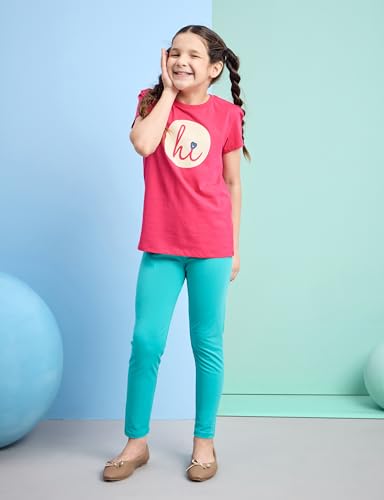 Image of Amazon Brand - Symbol Girl's Cotton Jersey Stretchable Leggings | Ankle Length | Aged 2-14 Years