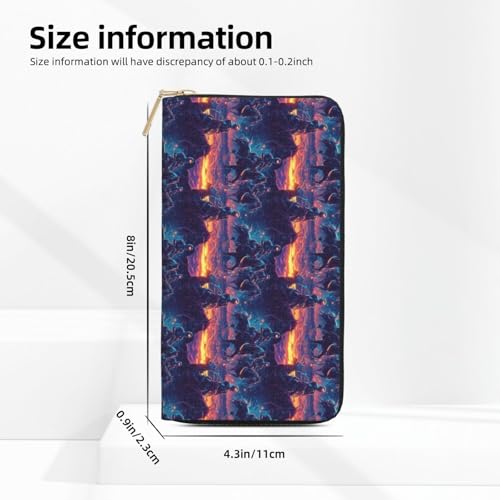 Cyber ​​Neon Western Cowboy Print Wallet Women Men, Long PU Leather Wallets for Women, Cute Womens Travel Wallet Purse Pouch with Zipper Pocket3